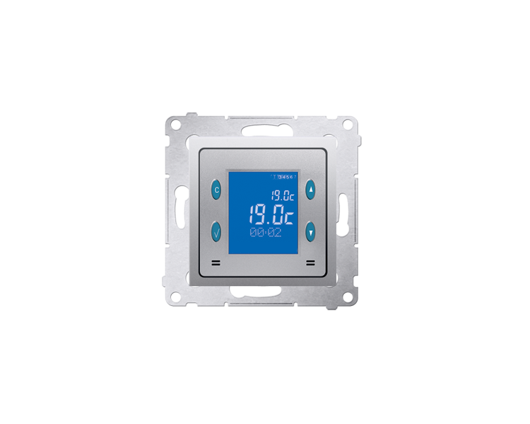 Regulator temperatury z wyświetlaczem (czujnik wewnętrzny) srebrny mat, metalizowany D75816.01/43