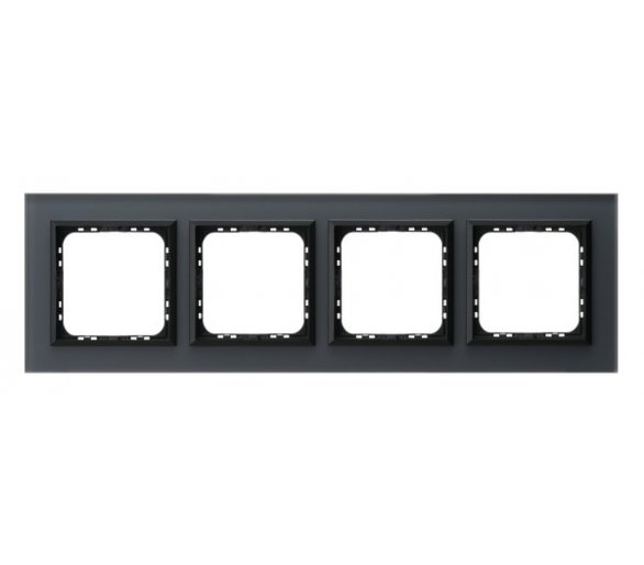 Ramka poczwórna Grafitowe szkło szronione Ospel Sonata