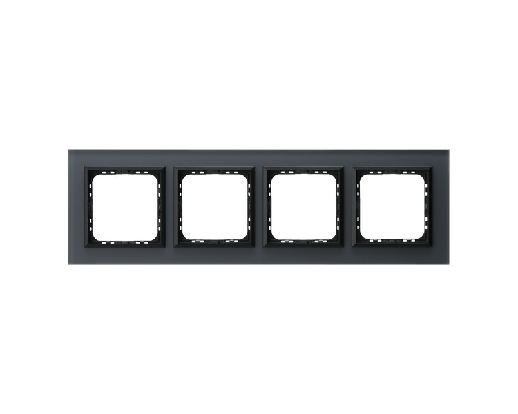 Ramka poczwórna Grafitowe szkło szronione Ospel Sonata