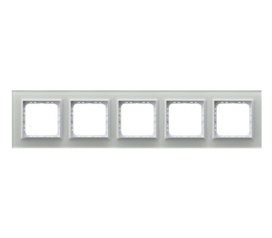 Ramka pięciokrotna Białe szkło Ospel Sonata