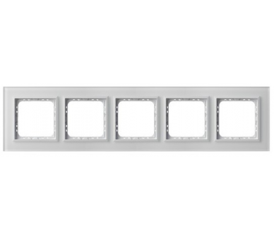 Ramka pięciokrotna Białe szkło szronione Ospel Sonata