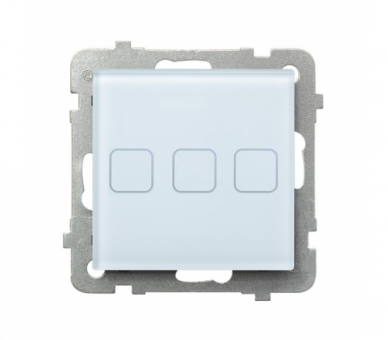 Łącznik dotykowy potrójny z podświetleniem Białe szkło Ospel Sonata touch