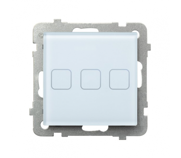 Łącznik dotykowy potrójny z podświetleniem Białe szkło Ospel Sonata touch