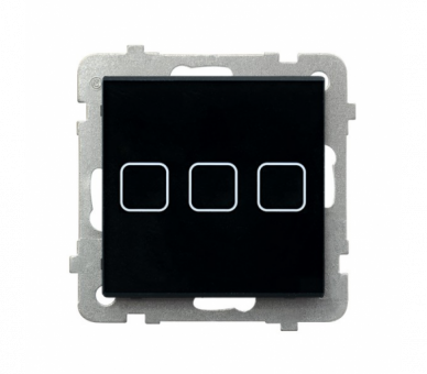 Łącznik dotykowy potrójny z podświetleniem Czarne szkło Ospel Sonata touch