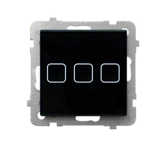 Łącznik dotykowy potrójny z podświetleniem Czarne szkło Ospel Sonata touch