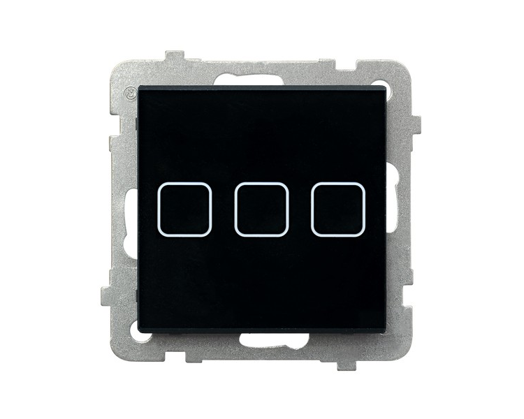Łącznik dotykowy potrójny z podświetleniem Czarne szkło Ospel Sonata touch