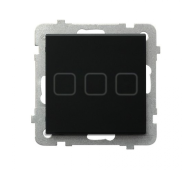 Łącznik dotykowy potrójny z podświetleniem Czarne szkło szronione Ospel Sonata touch