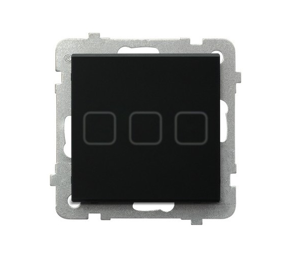 Łącznik dotykowy potrójny z podświetleniem Czarne szkło szronione Ospel Sonata touch