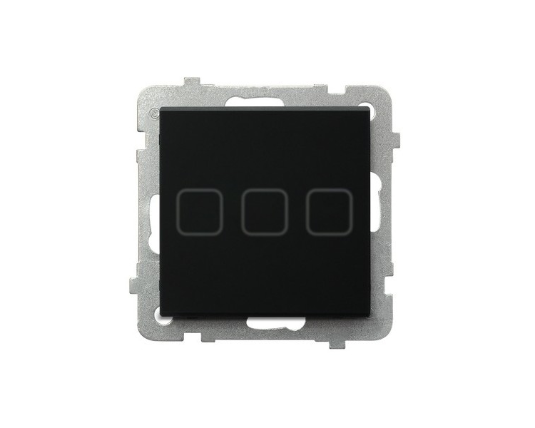 Łącznik dotykowy potrójny z podświetleniem Czarne szkło szronione Ospel Sonata touch