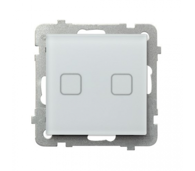 Łącznik dotykowy dwugrupowy zwierny z podświetleniem Białe szkło szronione Ospel Sonata touch