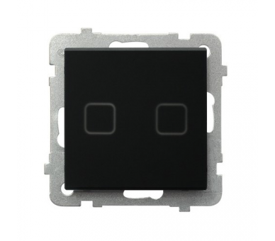 Łącznik dotykowy dwugrupowy zwierny z podświetleniem Czarne szkło szronione Ospel Sonata touch