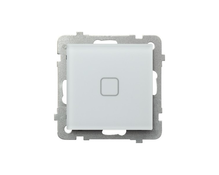 Łącznik dotykowy jednobiegunowy z podświetleniem Białe szkło szronione Ospel Sonata touch