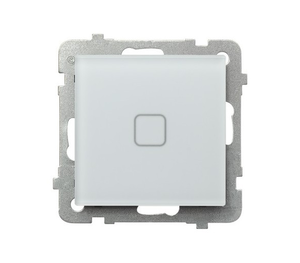 Łącznik dotykowy jednobiegunowy zwierny z podświetleniem Białe szkło szronione Ospel Sonata touch