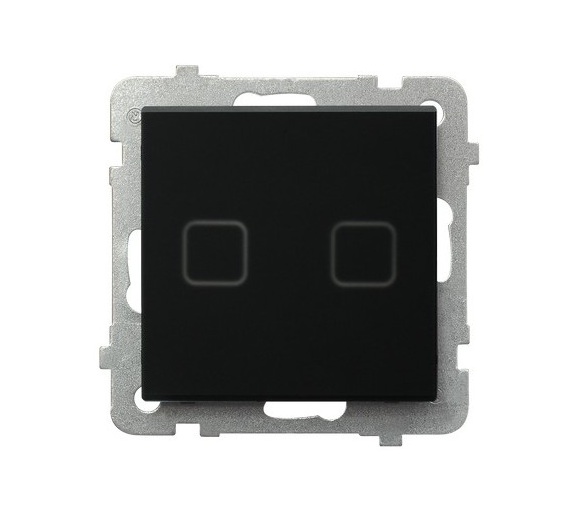 Łącznik dotykowy podwójny schodowy/podwójny krzyżowy z podświetleniem Czarne szkło szronione Ospel Sonata touch