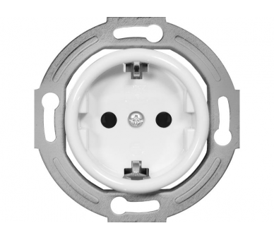Gniazdo pojedyncze 2P+Z SCHUKO Retro, 16A-250V~, białe