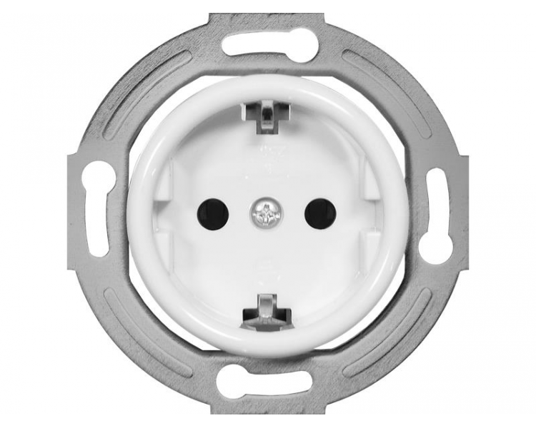 Gniazdo pojedyncze 2P+Z SCHUKO Retro, 16A-250V~, białe