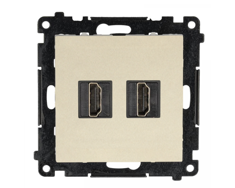 Gniazdo HDMI podwójne, moduł, szampański mat, HDMI 2.1 Simon 55 TGHDMI221.01/144