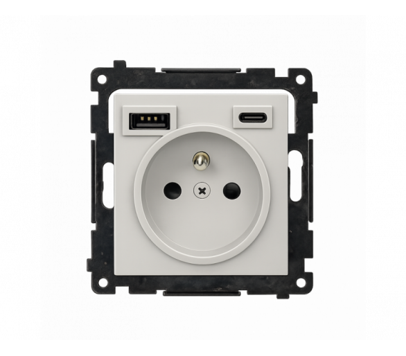 Gniazdo z ładowarką USB, C+A, (moduł), 2,1A, 16A, aluminium mat Simon 55 TGZ1ZUSB2CA.01/143