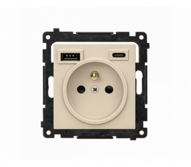 Gniazdo z ładowarką USB, C+A, (moduł), 2,1A, 16A, szampański mat Simon 55 TGZ1ZUSB2CA.01/144