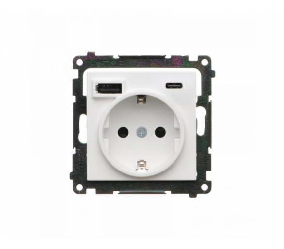 Gniazdo z ładowarką USB, C+A, (moduł), 2,1A, 16A, biały mat Simon 55 TGSZ1ZUSB2CA.01/111