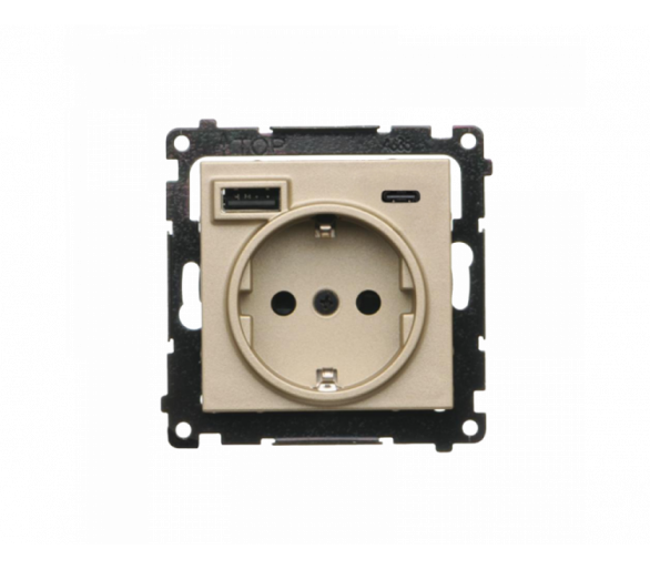 Gniazdo z ładowarką USB, C+A, (moduł), 2,1A, 16A, szampański mat Simon 55 TGSZ1ZUSB2CA.01/144