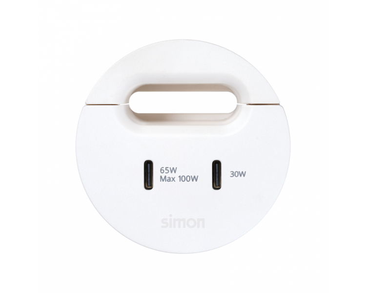 Meblowa ładowarka USB-C 100W podwójna z przepustem kablowym, IP20, biały, Wym. montażowe: Ø54mm Simon 400, Flash 60 43150001-030