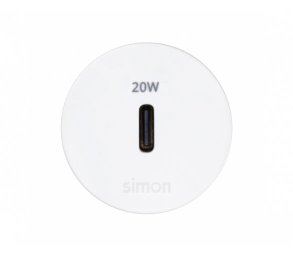 Meblowa ładowarka USB-C 20W pojedyncza, Simon 400 Flash 30, IP20, biały, Wym. montażowe: Ø17mm Simon 400, Flash 30 43210003-030