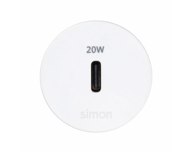 Meblowa ładowarka USB-C 20W pojedyncza, Simon 400 Flash 30, IP20, biały, Wym. montażowe: Ø17mm Simon 400, Flash 30 43210003-030