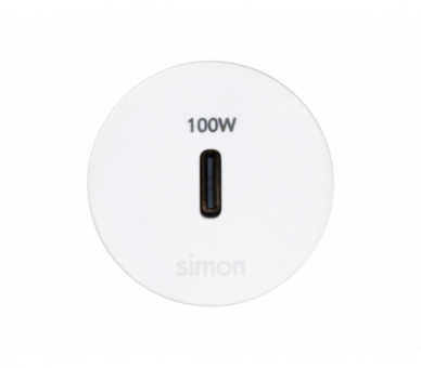 Meblowa ładowarka USB-C 100W pojedyncza, IP20, biały, Wym. montażowe: Ø17mm Simon 400, Flash 30 43240003-030