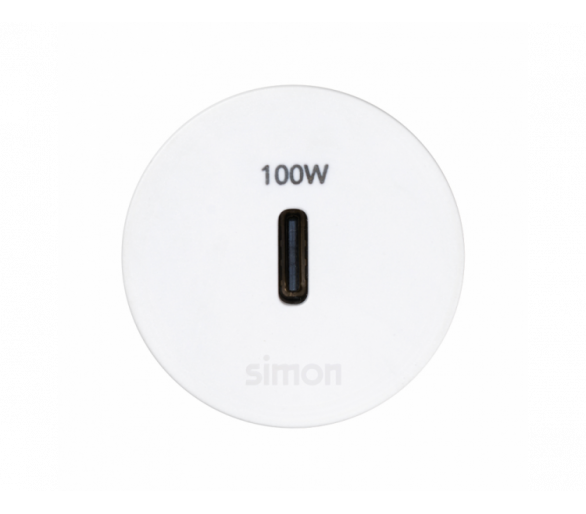 Meblowa ładowarka USB-C 100W pojedyncza, IP20, biały, Wym. montażowe: Ø17mm Simon 400, Flash 30 43240003-030
