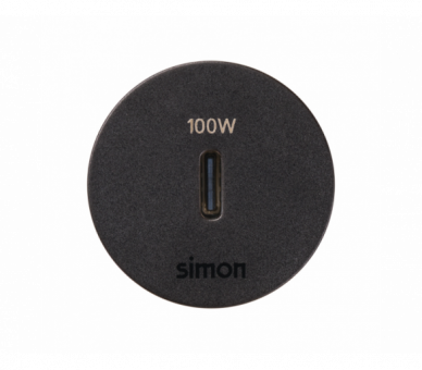 Meblowa ładowarka USB-C 100W pojedyncza, IP20, czarny, Wym. montażowe: Ø17mm Simon 400, Flash 30 43240003-038