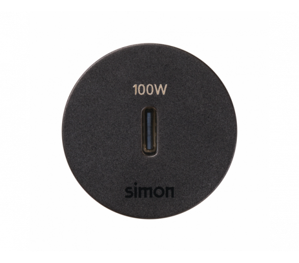 Meblowa ładowarka USB-C 100W pojedyncza, IP20, czarny, Wym. montażowe: Ø17mm Simon 400, Flash 30 43240003-038
