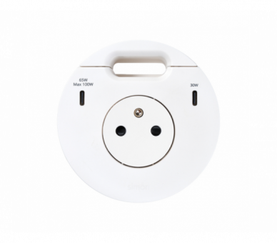 Meblowe gniazdo zasilające z uziemieniem z ładowarką USB-C 100W i przepustem kablowym, 16A, biały, Wym. montażowe: Ø80mm Simon 400, Flash 90 43351001-230