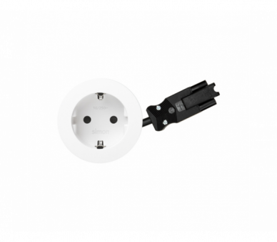 Meblowe gniazdo zasilające z uziemieniem (Schuko), 230V, 16A, przewód 20 cm, szybkozłącze w układzie Wieland, biały Simon 400, Flash 60 43101002-130