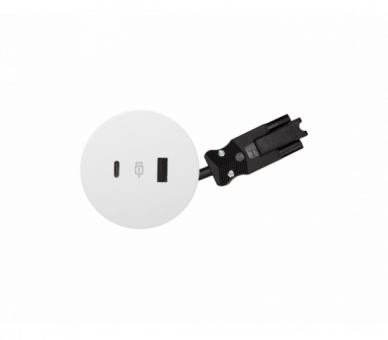 Meblowa ładowarka USB A+C 18W, 5V, 3,1A, przewód 20 cm, szybkozłącze w układzie Wieland, biały, Moc ładowania: A+C: 18,0W (9,0V/2A), złącze USB typ A, złącze USB typ C Simon 400, Flash 60 43120200-130