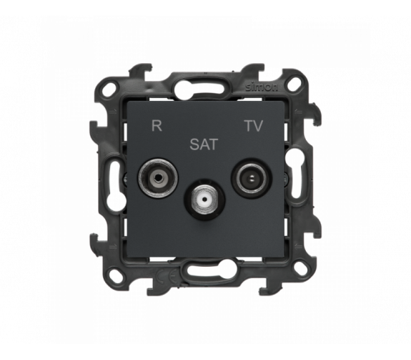 Gniazdo antenowe R-TV-SAT końcowe/zakończeniowe, (moduł), Simon 24, IP20/IP44, grafitowy mat Simon 24 NASK.01/38