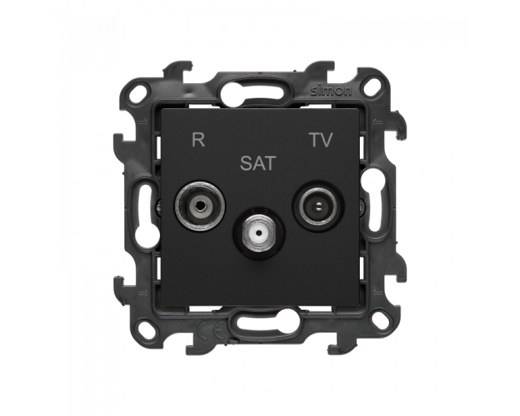 Gniazdo antenowe R-TV-SAT końcowe/zakończeniowe, (moduł), Simon 24, IP20/IP44, czarny mat Simon 24 NASK.01/49