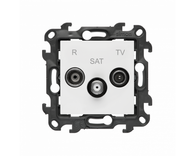 Gniazdo antenowe R-TV-SAT przelotowe, (moduł), Simon 24, IP20/IP44, biały Simon 24 NASP.01/11