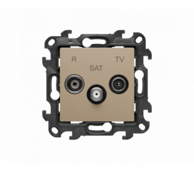 Gniazdo antenowe R-TV-SAT przelotowe, (moduł), Simon 24, IP20/IP44, szampański mat Simon 24 NASP.01/34