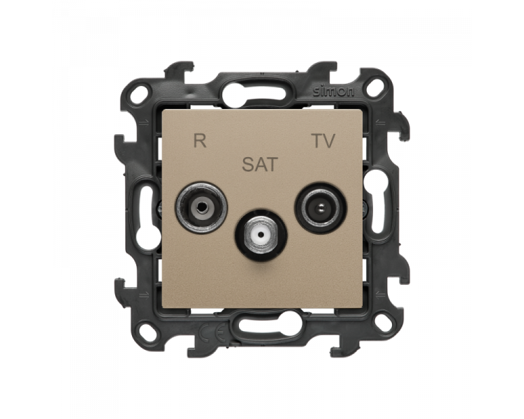 Gniazdo antenowe R-TV-SAT przelotowe, (moduł), Simon 24, IP20/IP44, szampański mat Simon 24 NASP.01/34