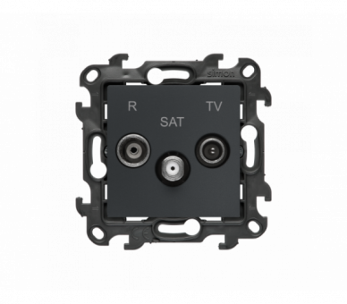 Gniazdo antenowe R-TV-SAT przelotowe, (moduł), Simon 24, IP20/IP44, grafitowy mat Simon 24 NASP.01/38