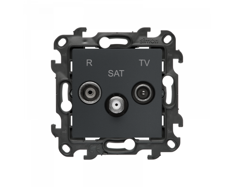 Gniazdo antenowe R-TV-SAT przelotowe, (moduł), Simon 24, IP20/IP44, grafitowy mat Simon 24 NASP.01/38