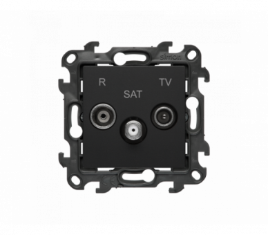 Gniazdo antenowe R-TV-SAT przelotowe, (moduł), Simon 24, IP20/IP44, czarny mat Simon 24 NASP.01/49