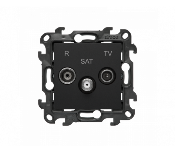 Gniazdo antenowe R-TV-SAT przelotowe, (moduł), Simon 24, IP20/IP44, czarny mat Simon 24 NASP.01/49