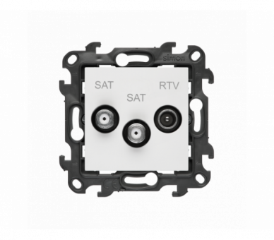 Gniazdo antenowe SAT-SAT-RTV satelitarne podwójne, (moduł), Simon 24, IP20, biały Simon 24 NASK2.01/11