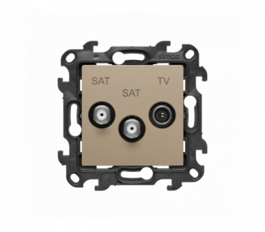 Gniazdo antenowe SAT-SAT-RTV satelitarne podwójne, (moduł), Simon 24, IP20, szampański mat Simon 24 NASK2.01/34