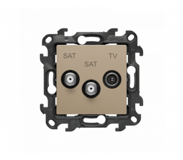 Gniazdo antenowe SAT-SAT-RTV satelitarne podwójne, (moduł), Simon 24, IP20, szampański mat Simon 24 NASK2.01/34
