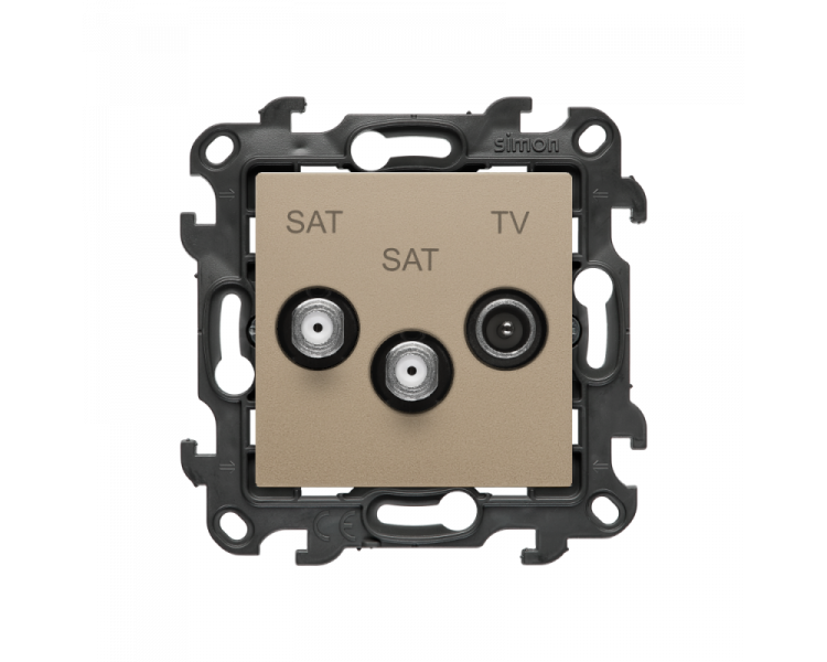 Gniazdo antenowe SAT-SAT-RTV satelitarne podwójne, (moduł), Simon 24, IP20, szampański mat Simon 24 NASK2.01/34