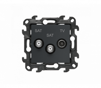 Gniazdo antenowe SAT-SAT-RTV satelitarne podwójne, (moduł), Simon 24, IP20, grafitowy mat Simon 24 NASK2.01/38