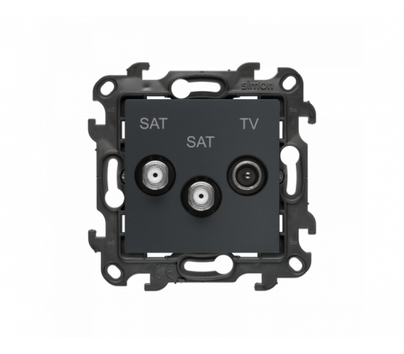 Gniazdo antenowe SAT-SAT-RTV satelitarne podwójne, (moduł), Simon 24, IP20, grafitowy mat Simon 24 NASK2.01/38